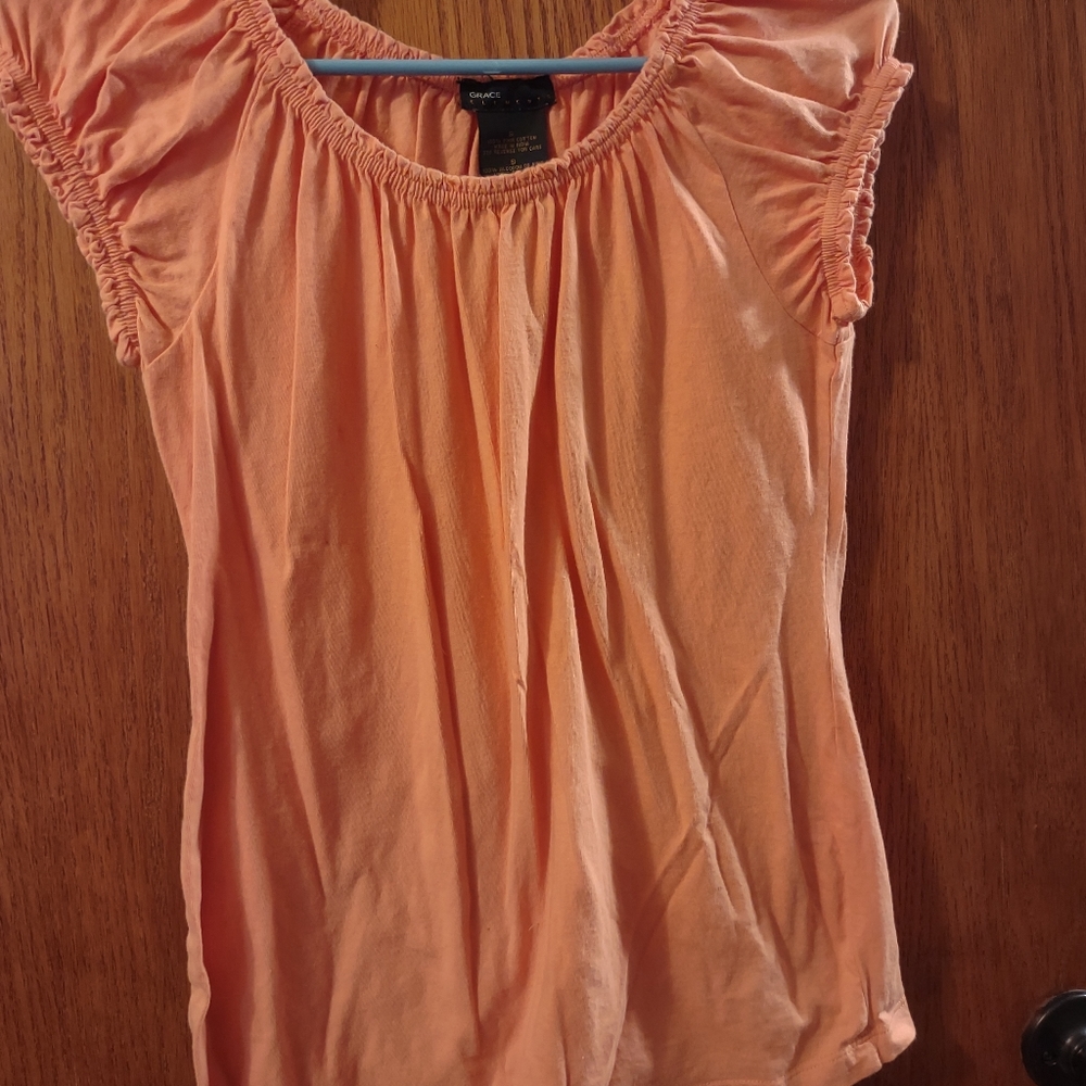 Orange Tank with Crinkle Sheeves